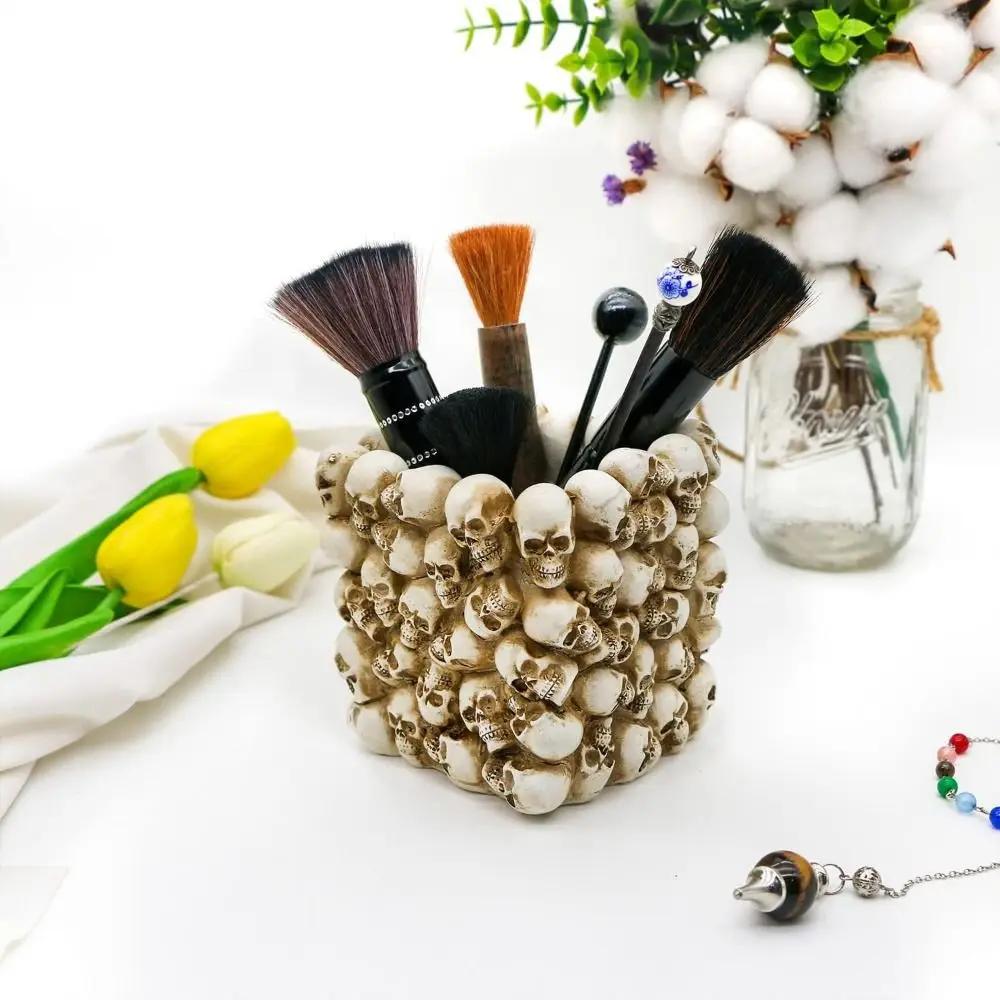 Desktop Storage box Skull Pen Holder Pen Pencil Holder Stationery Holder Desktop Organizer Halloween Decor Resin Birthday Gifts