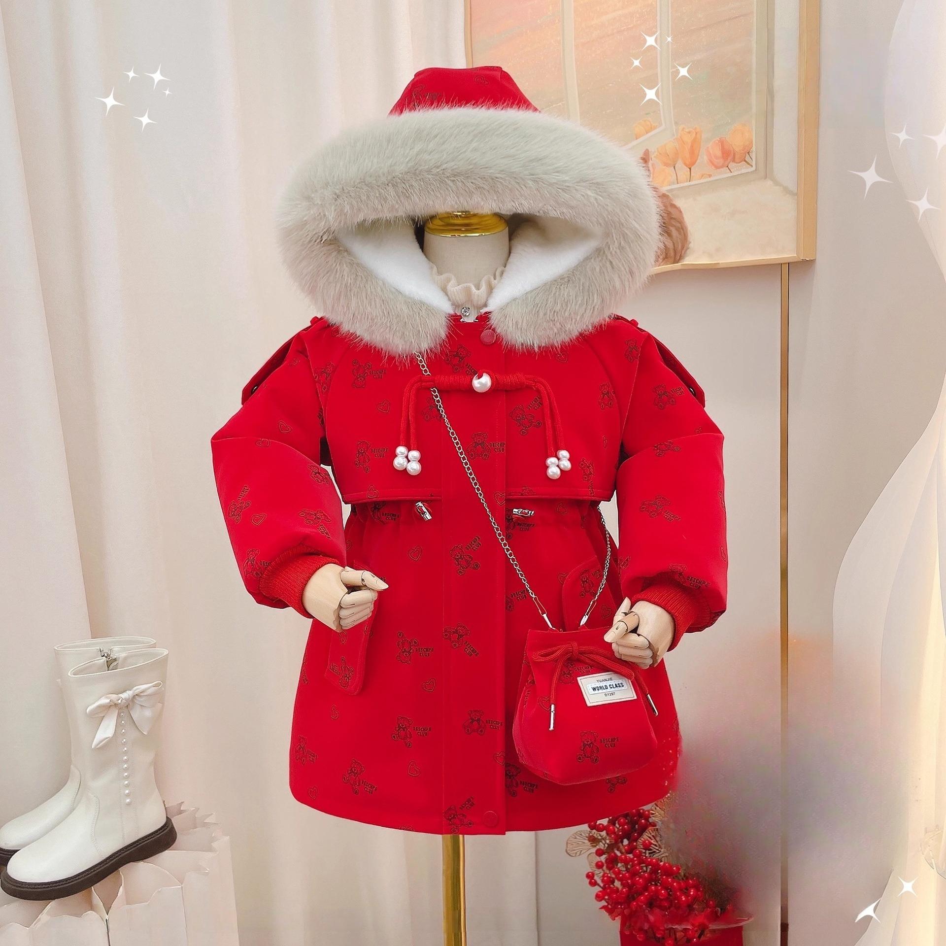 

Флисовая куртка для девочек на осень и зиму, толстая и теплая повседневная верхняя одежда 140cm красный