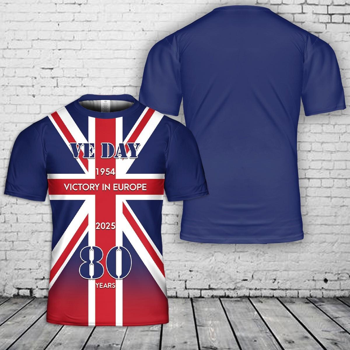 VE Day 80 Years Anniversary 1945-2026 3D T-Shirt S