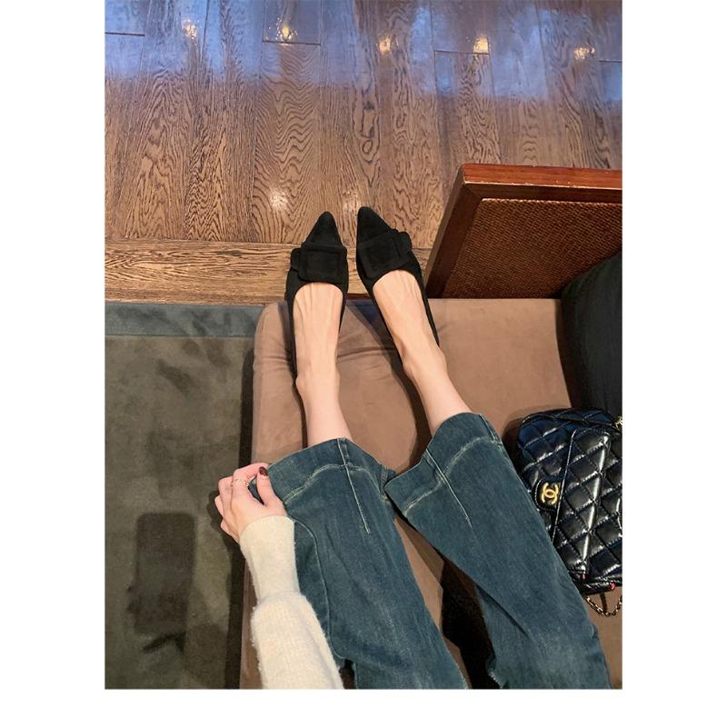Sheepskin~ Square Buckle Leather Shoes, Soft-soled Mary Jane Shoes, Women's 1 Shallow Mouth Single Shoes, Beautiful Flat-soled Pointed Ladyshoes