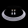 Bridal Pearl Full Diamond Necklace Necklace Diamond Imitation Pearl Bracelet Earrings Necklace Set Women