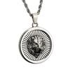 Round Tag Lion Head Three-dimensional Pattern Retro Street Aggressive Titanium Steel Twist Chain Jewelry Pendant Necklace