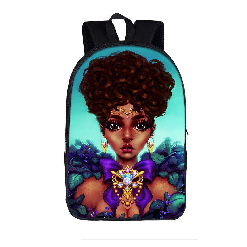 Afro-Afrikanische Schönheit Schwarze Prinzessin Wasserdichter Schulrucksack Mit Verstellbaren Schultergurten