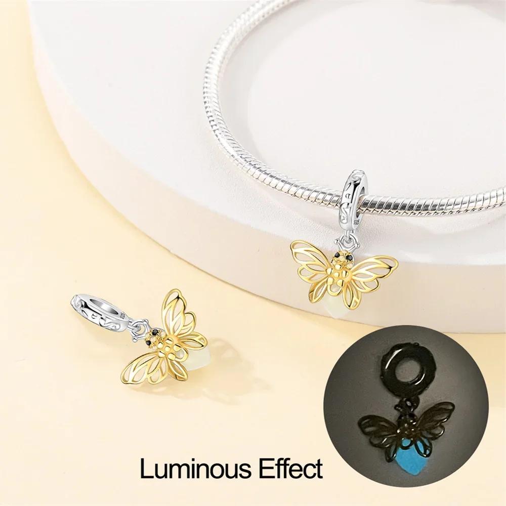Cute Copper Gold Color Fireflies Luminous Charms Beads Fit Original Bracelets Diy Jewelry Gift Making