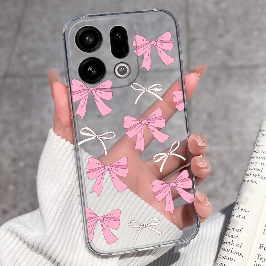 For Oppo Find X9 X8 X7 X5 Pro X2 Lite Reno8 Pro Pro+ Phone Case Black Cat Wine Glass Patterns Transparent TPU Protection Covers For Oppo Bumper Casing