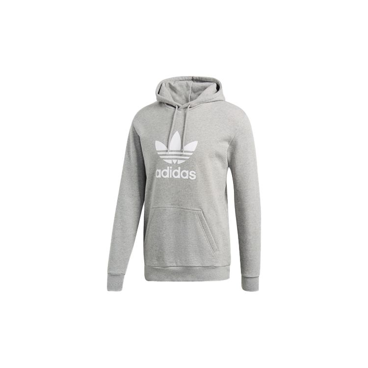 Adidas Originals Trefoil Hoodie Spring Autumn Sports Pullover Sweatshirt Men Tops Light-Grey DT7963