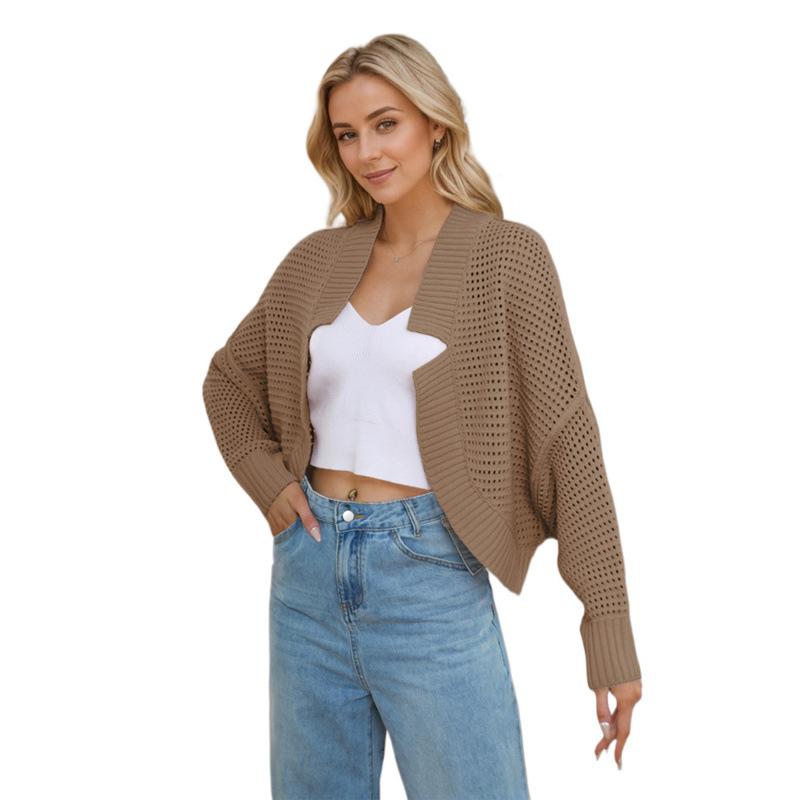 Women Batwing Sleeve Solid Color Loose Cardigan Button Knit Sweater Fall and Winter Coatigan