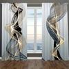 2pcs, Golden Black Flowers Rod Pocket Pocket Digital Printing Curtains,Polyester Material, Suitable For Living Room,Bedroom