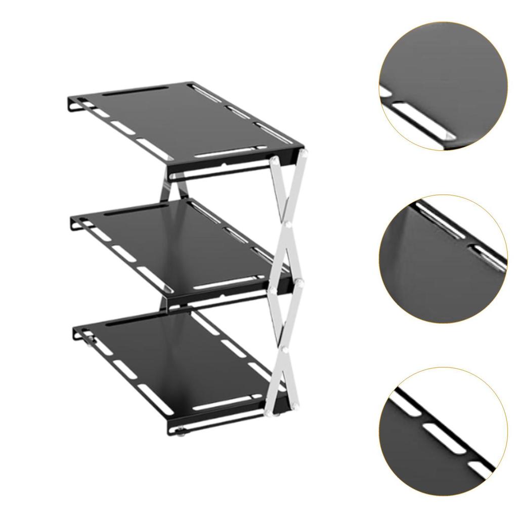 Camping Folding Storage Rack Desktop Stable Outside for Fishing Hiking Beach Three Layers
