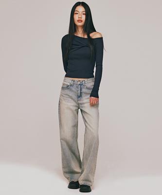 TOPGIRL Water Washed Wide Denim Jeans_T316De400