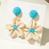 Fashionable and Minimalist Lafite Resin Shell Woven Flower Earrings for Women's Jewelry Suitable for Island Vacations, Beach Parties, Earrings