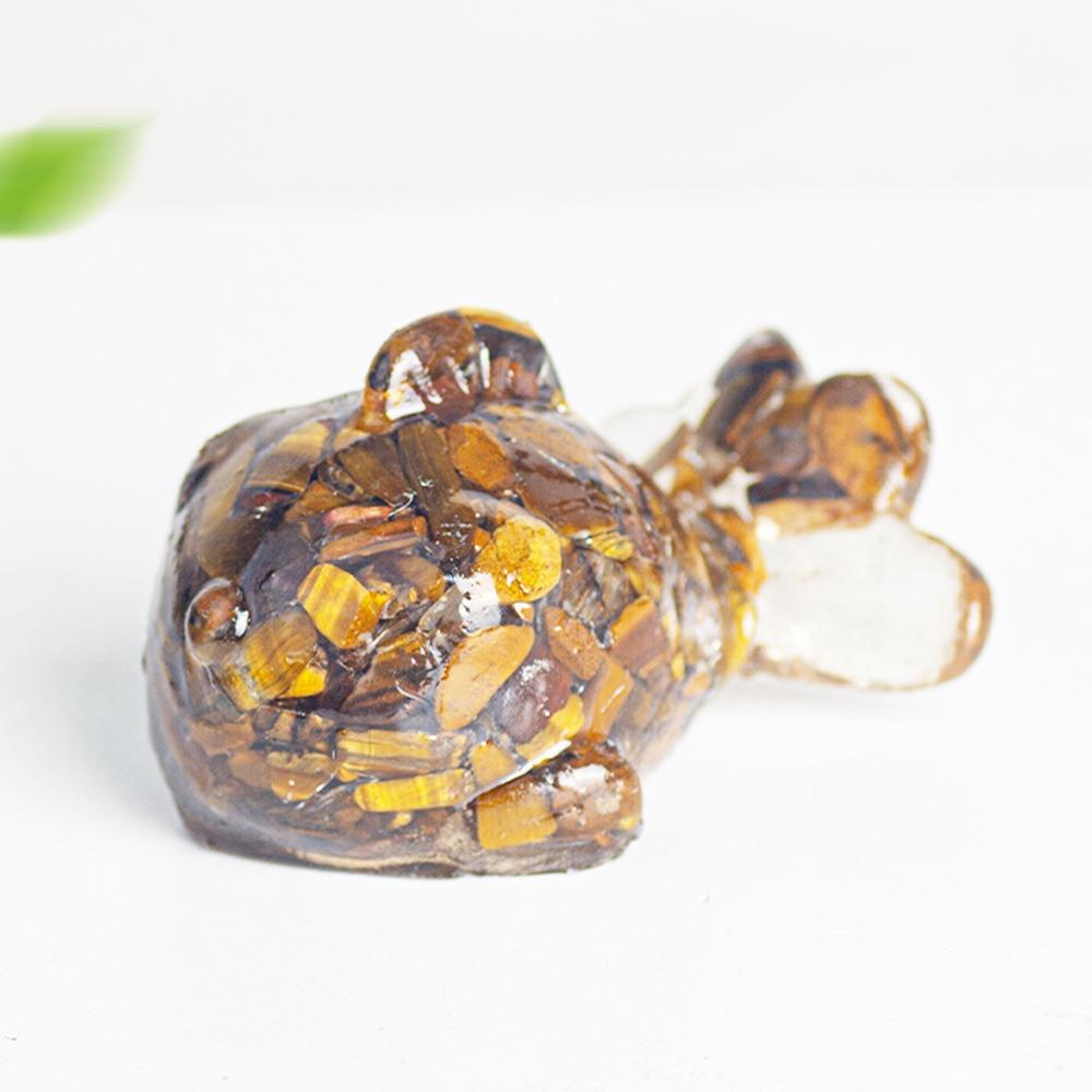 Colorful Crystal Chips Ornament Artificial Miniature Statue Creative Epoxy Resin Decoration  Office золотой