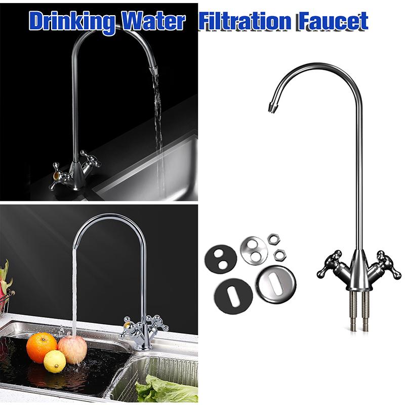 Rotatable Sink Faucet Connect Reverse Osmosis Faucet 1/4 Inch Tainless Steel Kitchen Water Faucet 2Heads Drinking Tool