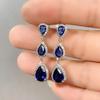 Royal Blue Zircon Oval Earrings Fashionable High-End Design Accessories for Banquets Personalized Simple Zircon