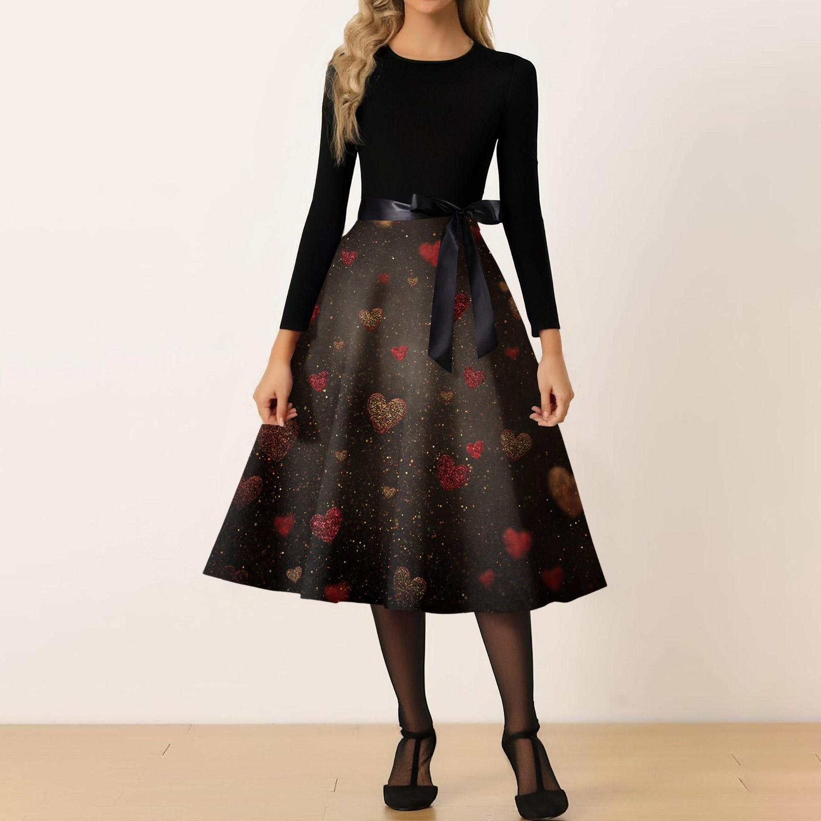 

Женское повседневное модное платье в стиле ретро с круглым вырезом и принтом ко Дню святого Валентина XXXXL белый