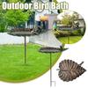 Outdoor Bird Bath Cast Iron Leaf-Shaped Water Bowl Balcony Garden Decoration Metal Bird Statue E5W6