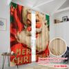 2pcs,2D Plane Printing Light Filtering Curtains Santa with Red & Green Holiday Colors Durable 100% Polyester Fabric (without