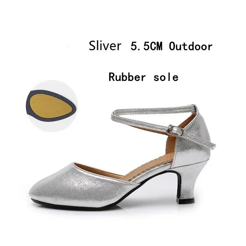 Zapatos Estándar para Mujer Nuevos Zapatos de Baile de Salón para Mujer con Perlas Punta Cerrada Zapatos de Salsa Suela Blanda de Goma Tacones Bajos para Danza Moderna