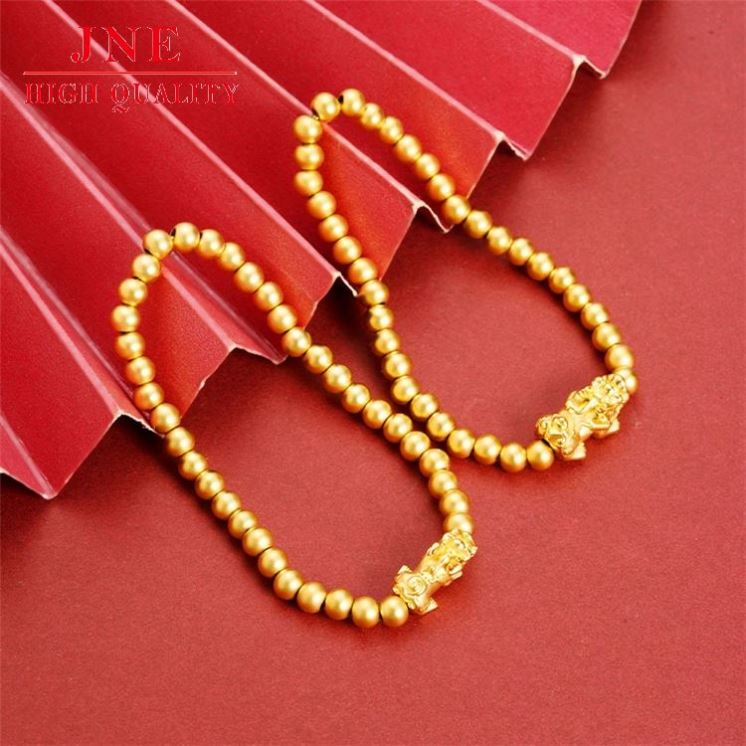 Stylish Graceful Simple Alluvial Gold Pi Xiu Bracelet Women's New Lucky Beads Bracelet Gold-Plated Bracelet Gifts for Girlfriend