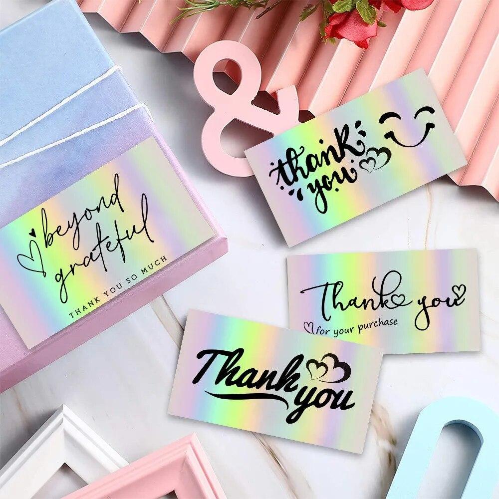 30/50pcs Thank You Cards For Small Business Colorful Laser Paper Thank You For Your Order "Beyond Grateful" Cards