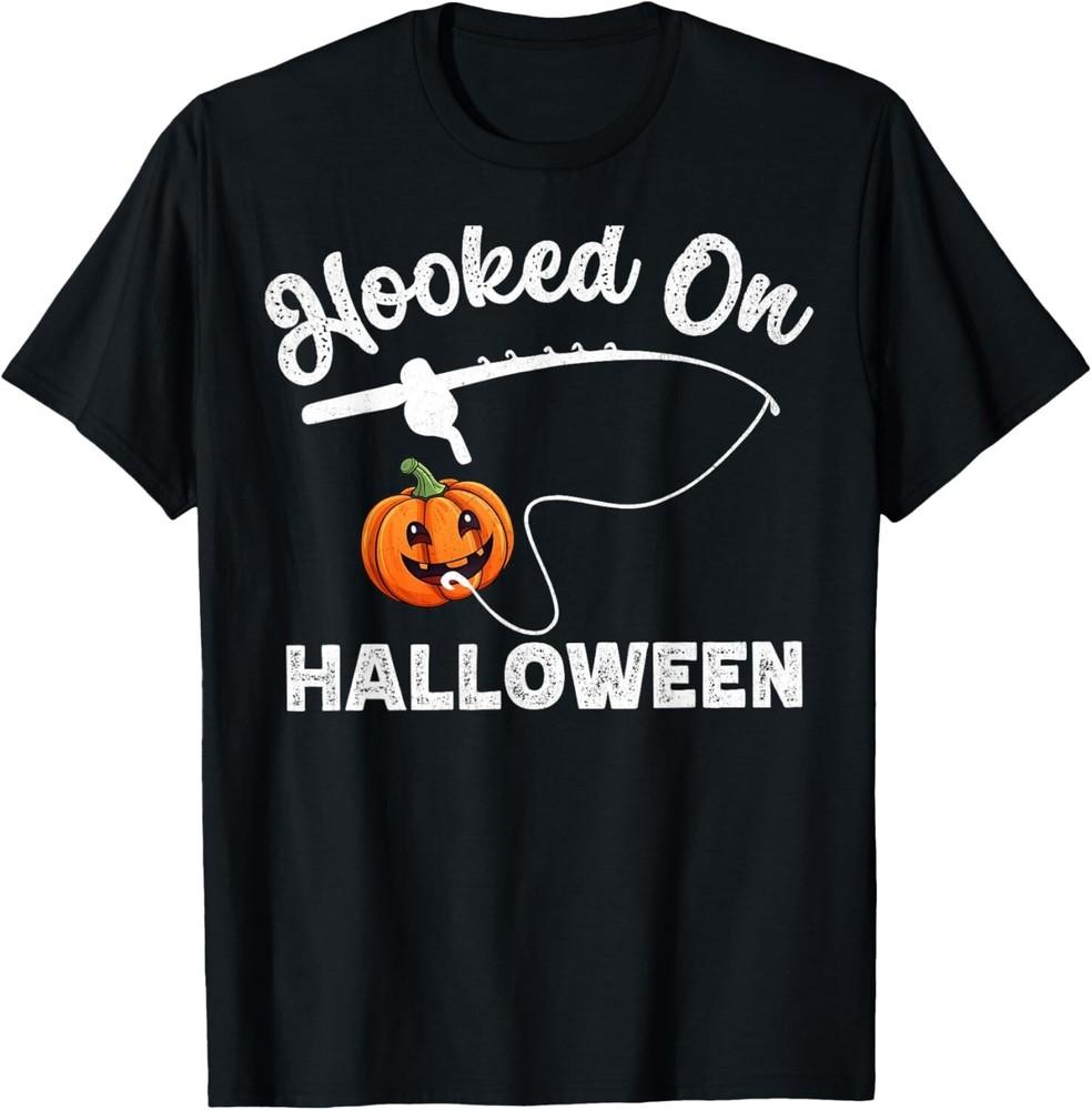 

Funny Halloween Fishing Boys Mens Fisherman Pumpkin Fish Gift Unisex T-Shirt XL