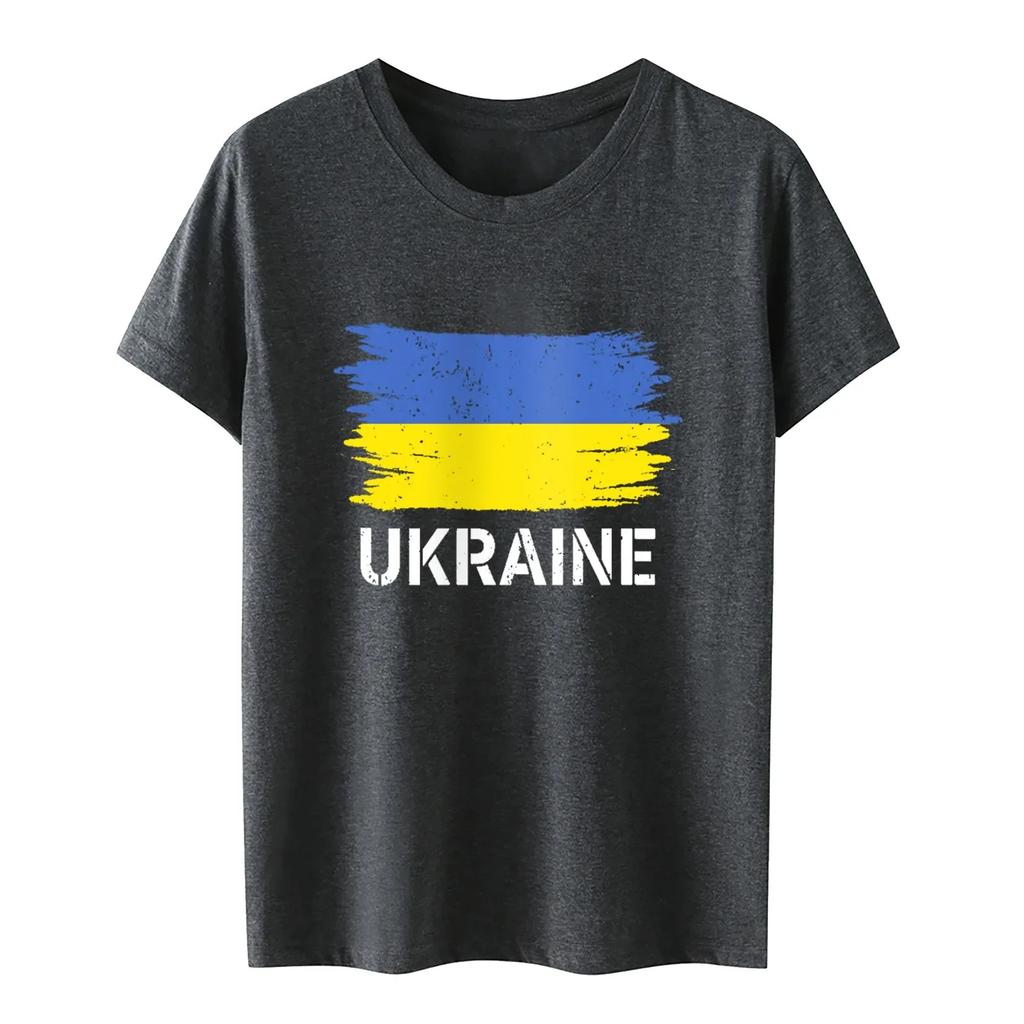 Ukraine Flag Printed Fashion Womens Tshirts Short Sleeve Funny Tops Tees Graphic Unisex T Shirts Women Men Clothing