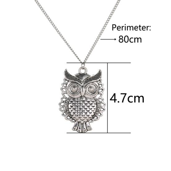 Women Vintage Cute Hollow Owl Animal Pendant Long Necklace Sweater Chain Jewelry