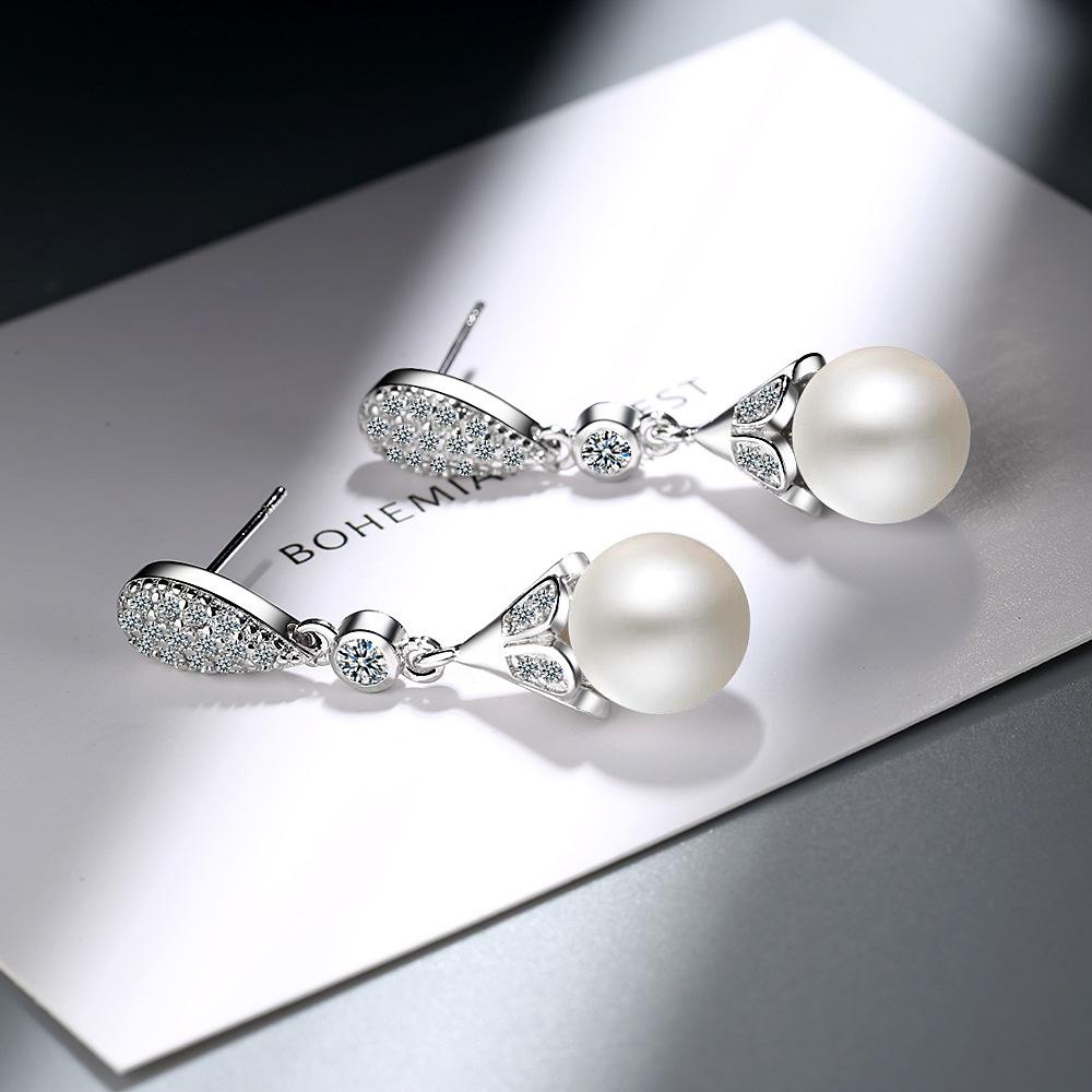 Long Temperament Versatile Fringed Round Pearl Earrings