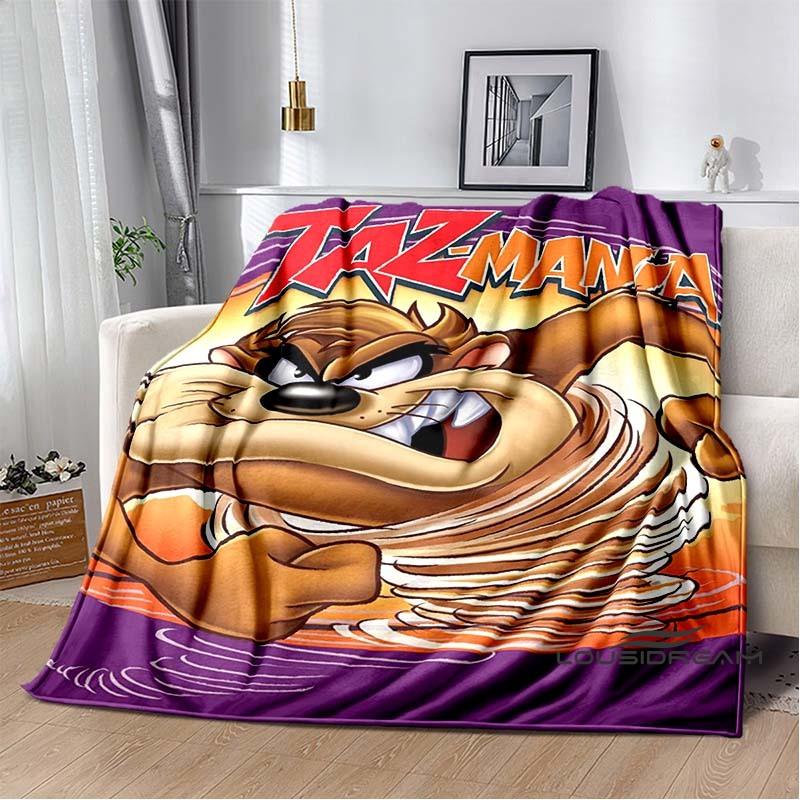 Fun Cartoon Tasmanian Devil Warm and Cozy Flannel Blanket—Ideal for Bedrooms, Sofas, Beds, Seats, Picnics, and Travel