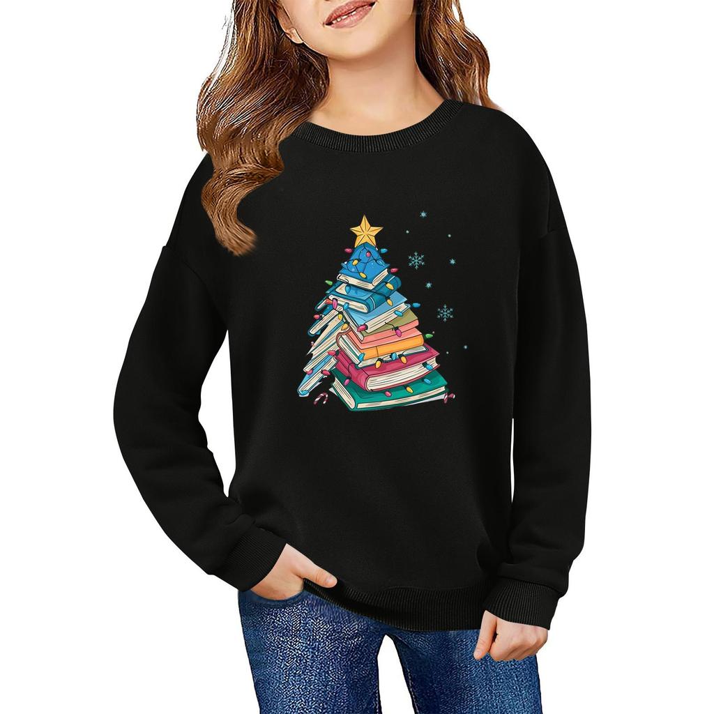Children's Fashionable Casual Long-sleeved Loose Christmas Print Pullover Sweatshirt