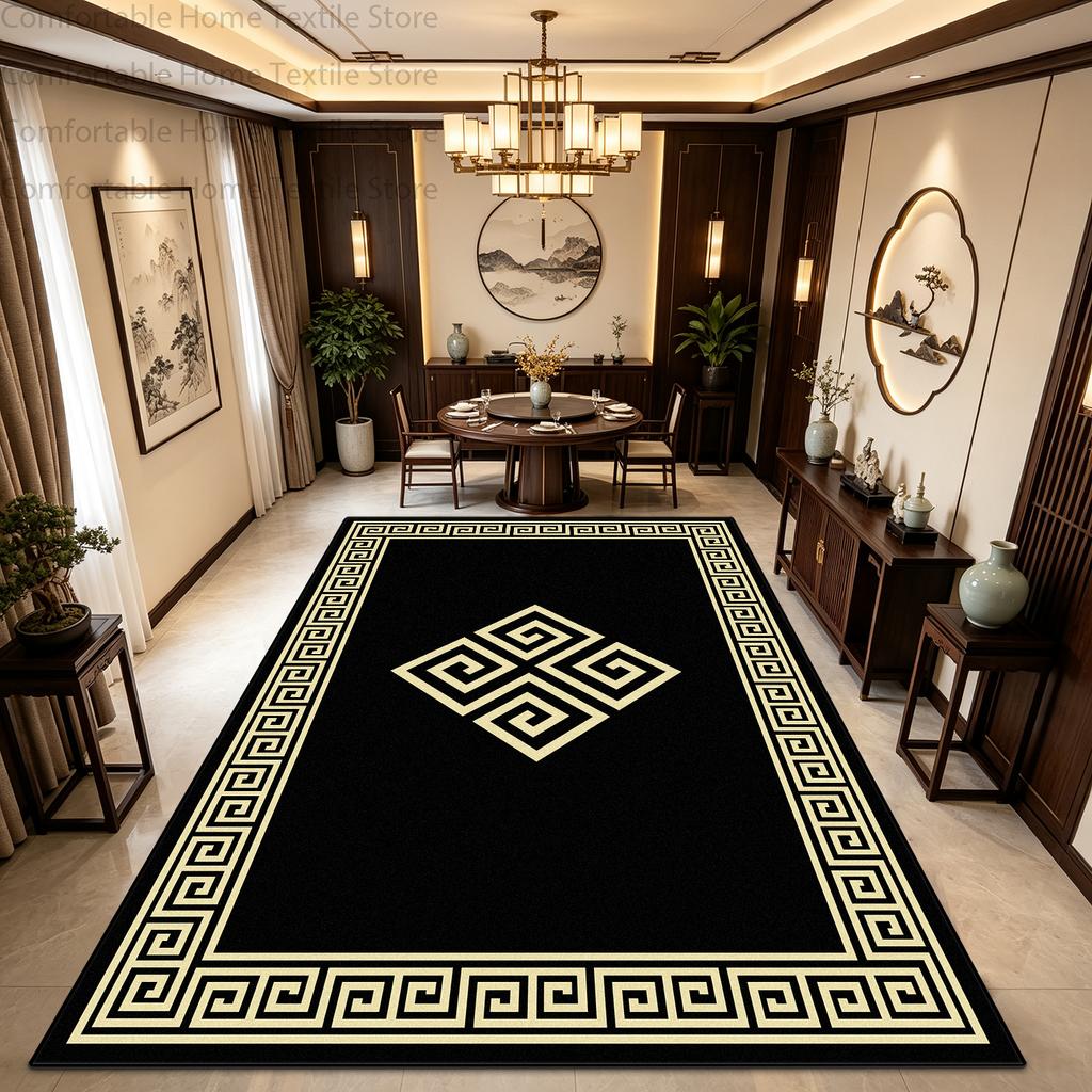 European Style Oriental Light Luxury Living Room Carpet Non-slip Soft Plush Study Rug Fluffy Washable Foldable Coffee Tables Mat
