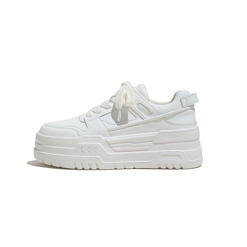 

[sheii Су Иинь] Милашка Пуф~ Круглоголовые на шнуровке увеличивающие рост туфли на толстой подошве кэжуал маленькие белые туфли женские кеды 40 белый