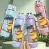 1PC Raincoat Girl Mouse 750ml Color Plastic Sports Water Bottle Leakproof Flip Straw Lid Suitable for Sports Office Home Use