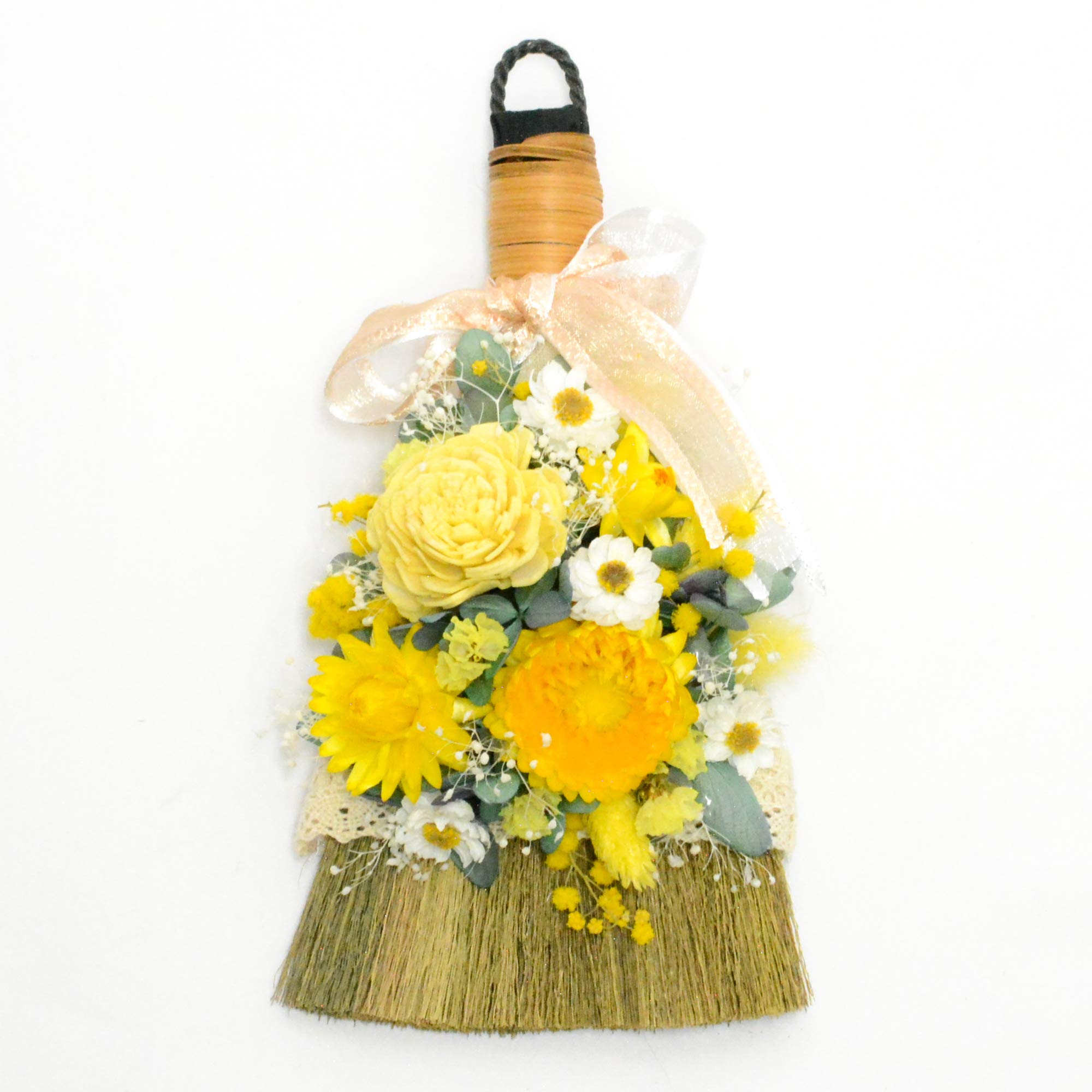 

Lulu s Mini Broom Swag, Yellow, Dried Flowers, Natural Wreath, Size: Approx. 10cm Wide x 18cm High x 5cm Deep, Broom Swag Yellow, Lulu s-1324