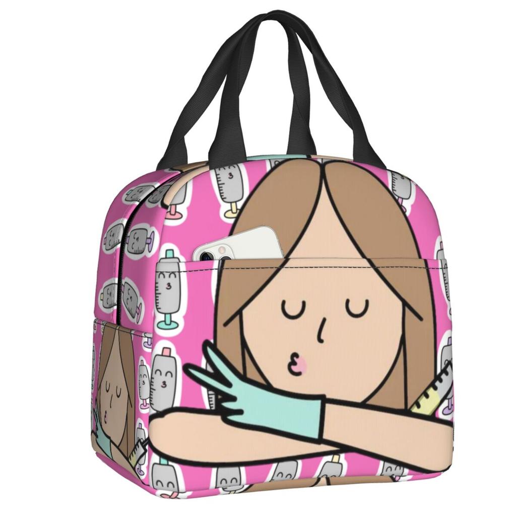 Custom Enfermera En Apuros Doctor Nurse Medicine Insulated Lunch Tote Bag for Women Resuable Cooler Thermal Bento Box Children