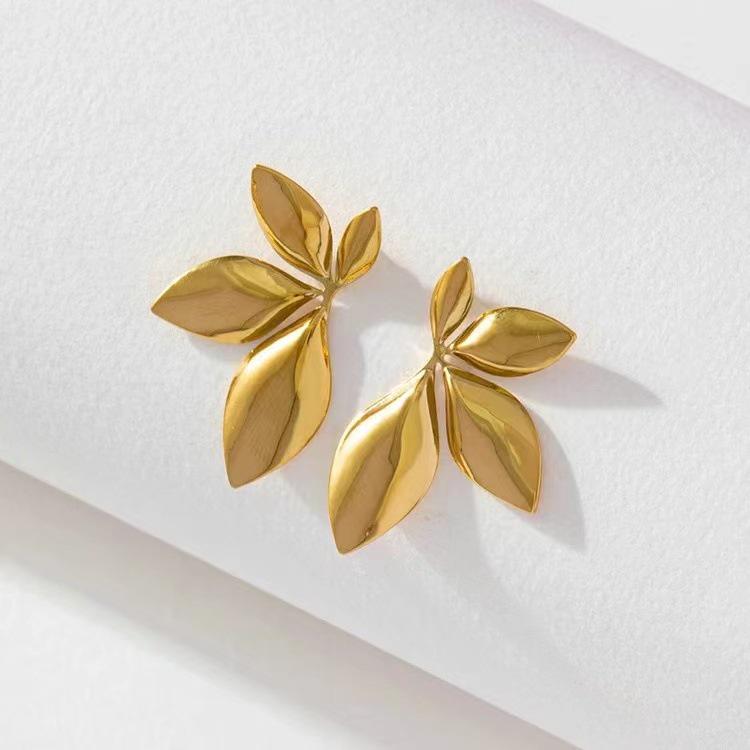 Alloy Leaf and Flower Shaped Dangle and Stud Earrings for Women