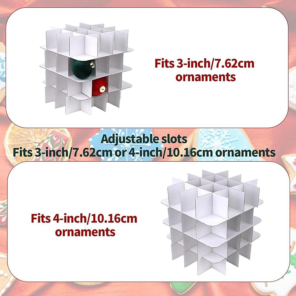 Foldable Christmas Ornament Box with 36 Slots, Dustproof Waterproof Storage Container with Handle, Decoration Organizer for Home