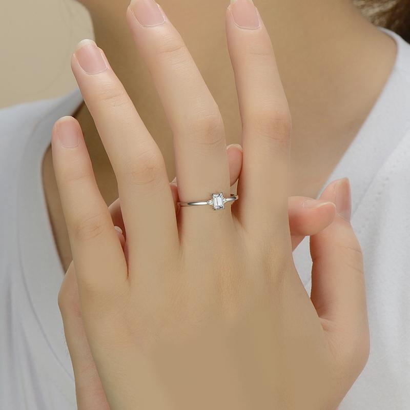 Modian 925 Sterling Silber klassischer Charme Smaragdschliff Zirkonia Fingerringe für Frauen hypoallergener Hochzeitsschmuck
