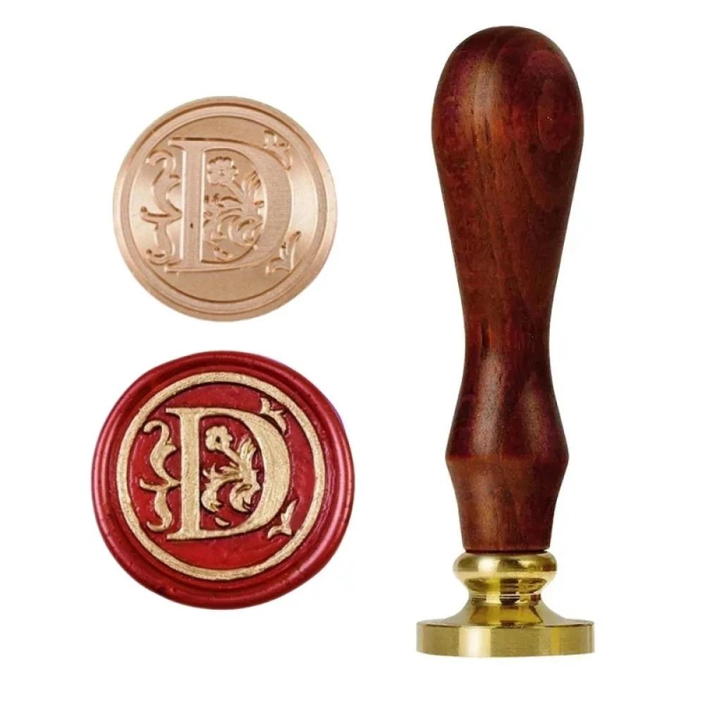 1set 26 Letter A-Z Wax Seal Stamp with Wooden Handle, Wax Seal Paint Copper Head for Envelope Gift Invitation Card Sticker
