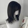 Y2K Perücke für Damen Schwarz Mittel-lang Glattes Haar Natürliche Simulation Tägliche Perücke mit Pony Kurzes Haar Bob Perücke