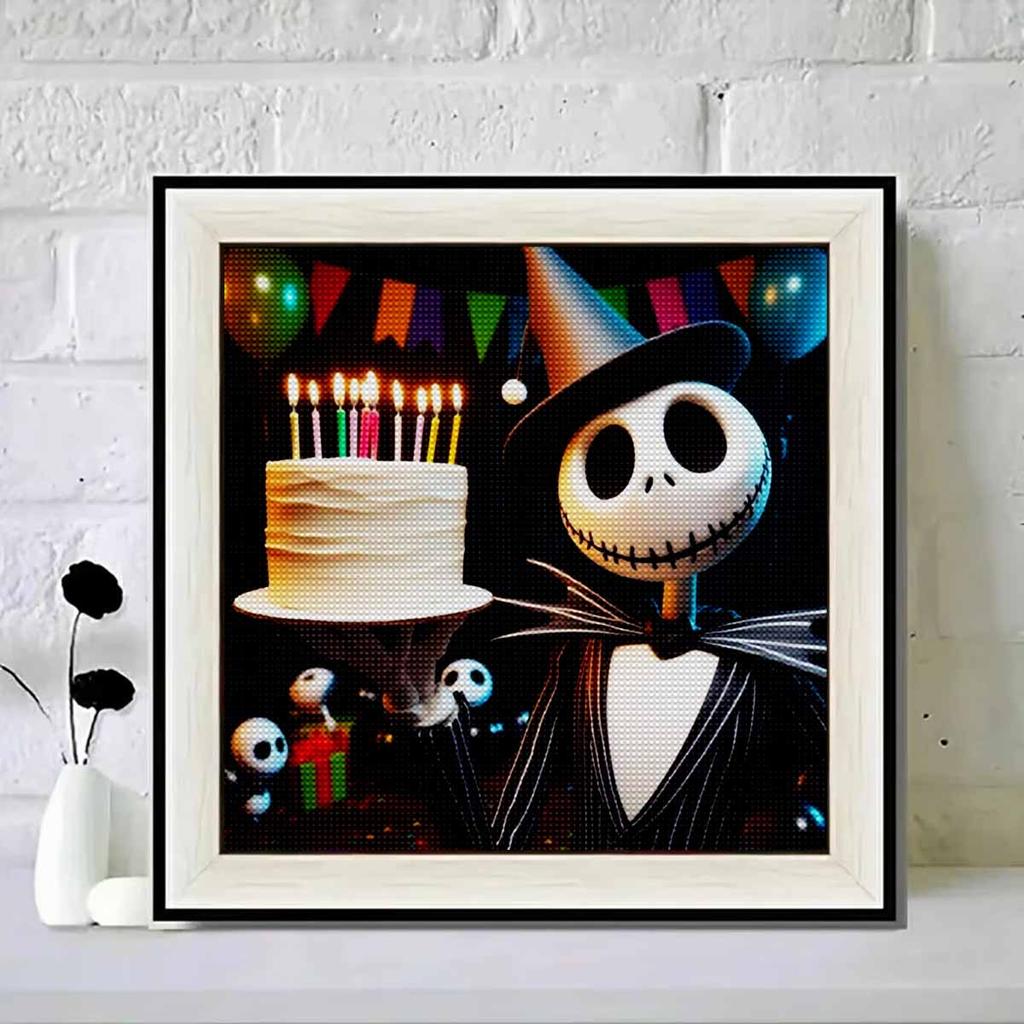 5D DIY Diamond Painting Decorative Happy Birthday Skeleton Full Round Drill Scenery Diamond Embroidery Cross Stitch Kits Home Decor Gift