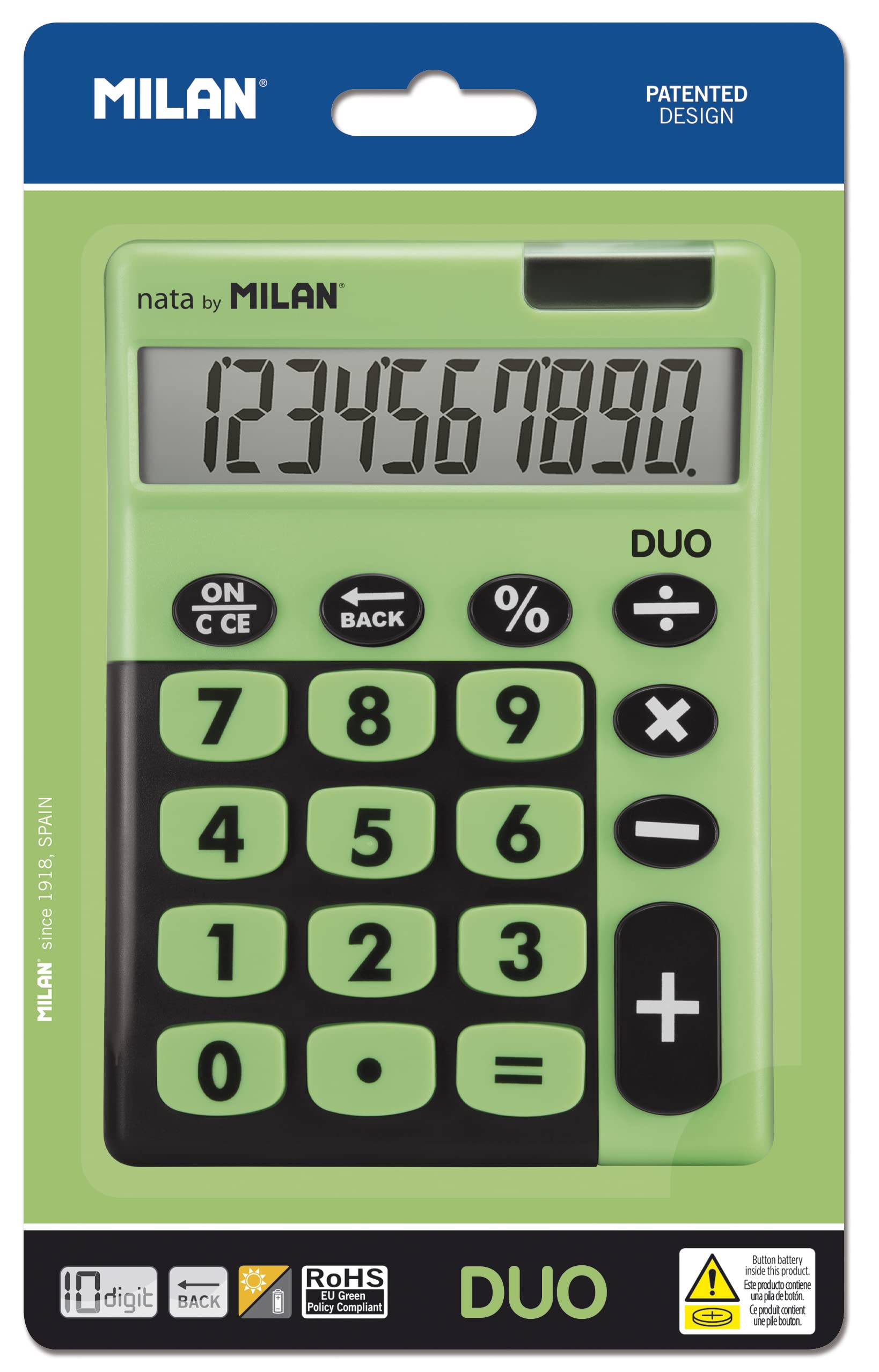 

MILAN 10 digit calculator big key 150610TDGRBL light green