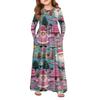 Girls' Maxi Dress - Long Sleeve Pocket Dress Christmas Day