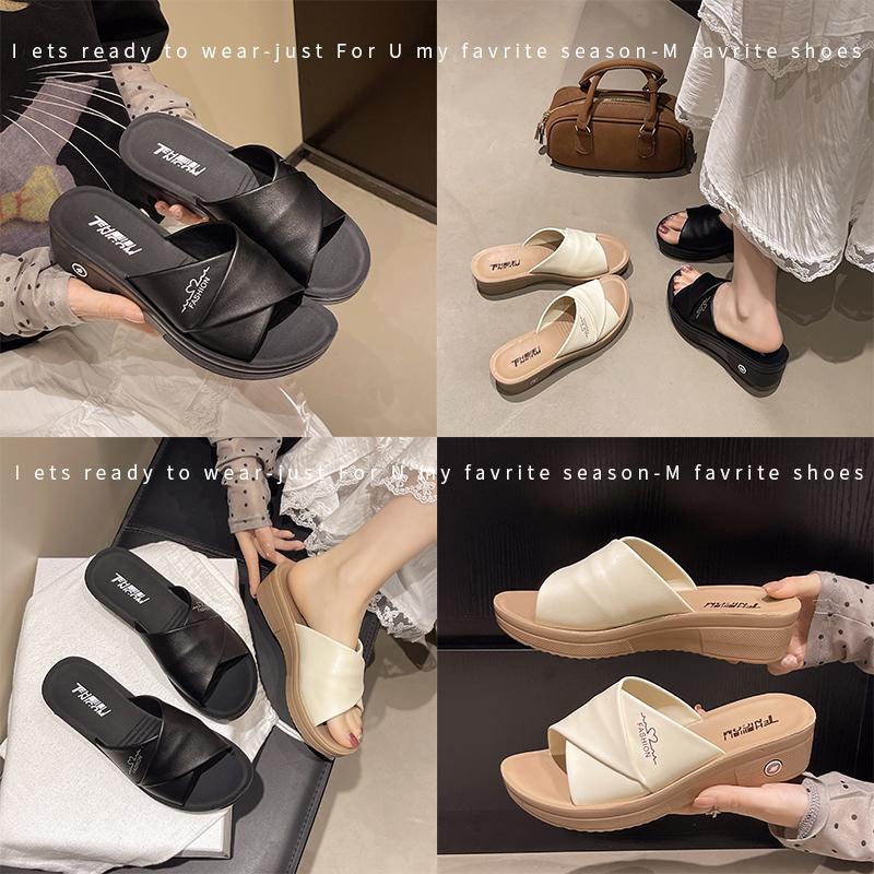 Fashion Designer Summer Ladies Slippers New Fashion Thick Sole Wedge Women's Sandals High Heel Sandal Open Toe Fish Mouth Shoes