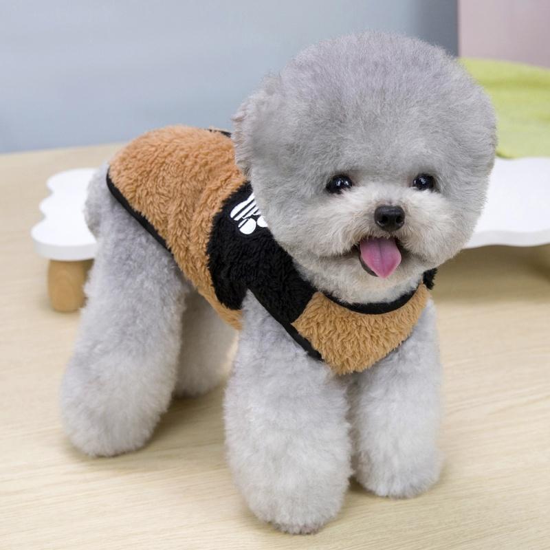 Cute Paw Print Dog Plush Vest Warm Soft Dog Clothes Autumn Pet Jacket Luxury Puppy Vest Jacket Plush Cat Cardigan Yorkie Outfits