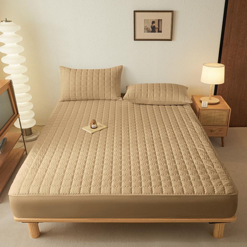 1 Simple Modern Square Waterproof Laminated Fitted Sheet, Solid Color Bed Cover For Bedroom, Bedding(Excluding Pillowcase)