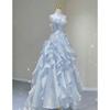 Blue Evening Gown 226 Elegant Strapless Prom Dress Art Exam Host Graduation Party