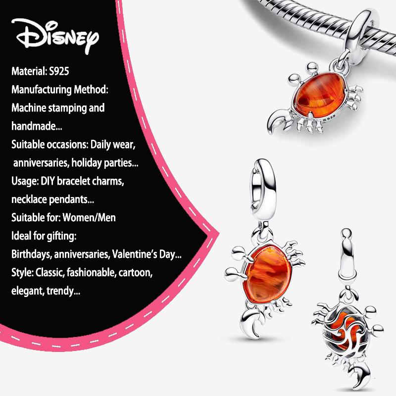 New Disney 925 Silver Winnie & Stitch Charms for Bracelet Necklace DIY Jewelry Gifts Holiday Party