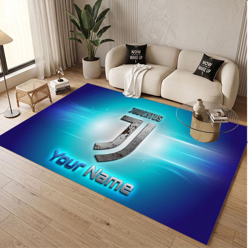 Tappeto Personalizzato Modello Juventus FC Stampa Nome Testo Morbido Antiscivolo Tappeto per Pavimento per Decorazione Interna Casa