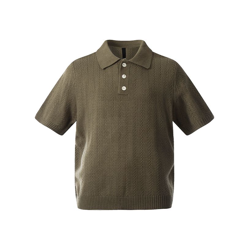 

Acrardic Summer Fashionable Old Money Style Short sleeve Polo Shirt American High-Grade Half Sleeve Knit Top Thin Army Green L